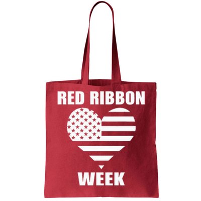 We Wear red For Red Ribbon Week Awareness American Flag Tote Bag