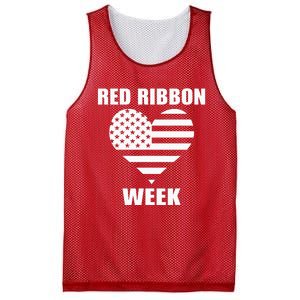 We Wear red For Red Ribbon Week Awareness American Flag Mesh Reversible Basketball Jersey Tank