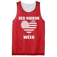 We Wear red For Red Ribbon Week Awareness American Flag Mesh Reversible Basketball Jersey Tank