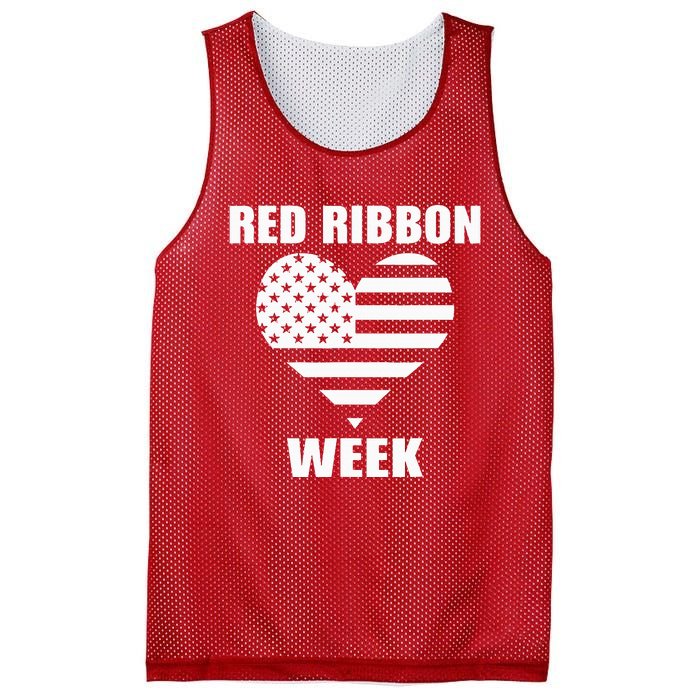 We Wear red For Red Ribbon Week Awareness American Flag Mesh Reversible Basketball Jersey Tank