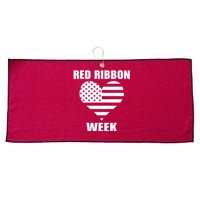 We Wear red For Red Ribbon Week Awareness American Flag Large Microfiber Waffle Golf Towel