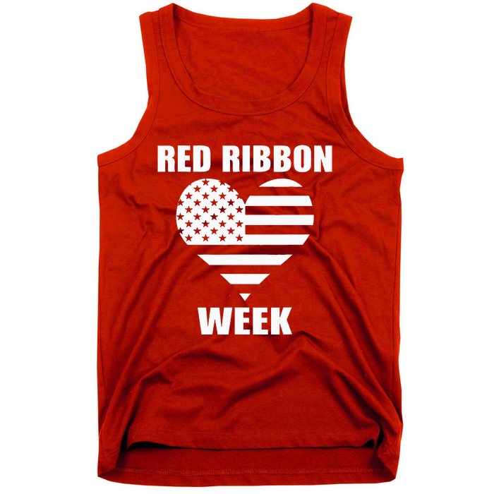 We Wear red For Red Ribbon Week Awareness American Flag Tank Top