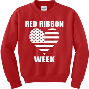 We Wear red For Red Ribbon Week Awareness American Flag Kids Sweatshirt