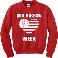 We Wear red For Red Ribbon Week Awareness American Flag Kids Sweatshirt