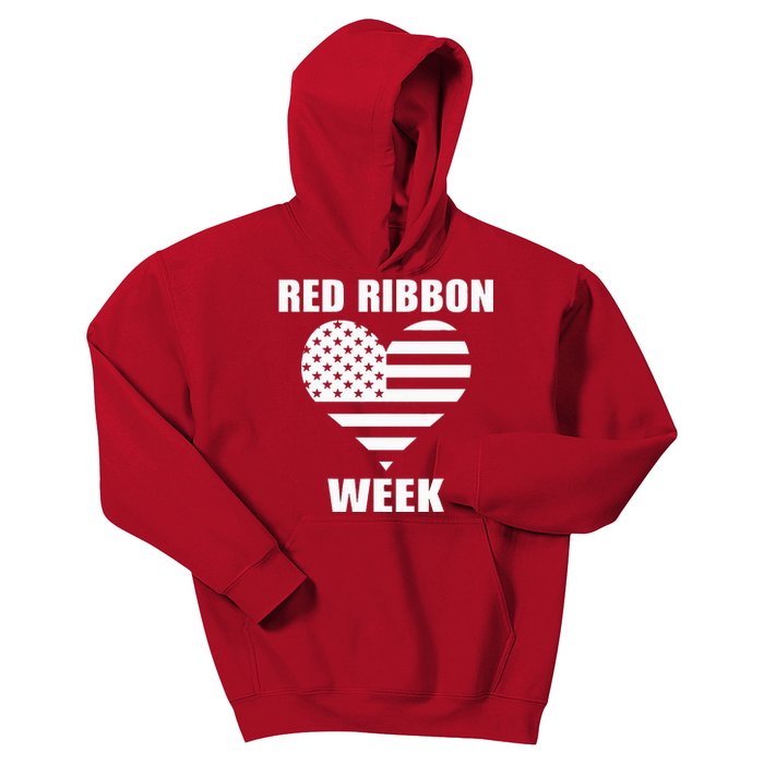 We Wear red For Red Ribbon Week Awareness American Flag Kids Hoodie