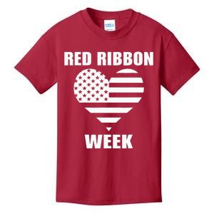 We Wear red For Red Ribbon Week Awareness American Flag Kids T-Shirt