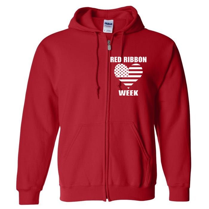 We Wear red For Red Ribbon Week Awareness American Flag Full Zip Hoodie