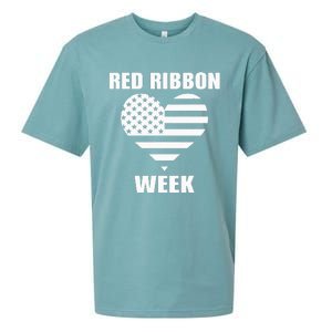 We Wear red For Red Ribbon Week Awareness American Flag Sueded Cloud Jersey T-Shirt