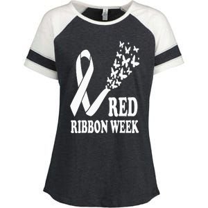 We Wear Red Ribbon Week Drug free Red Ribbon Week Awareness Enza Ladies Jersey Colorblock Tee