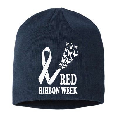 We Wear Red Ribbon Week Drug free Red Ribbon Week Awareness Sustainable Beanie