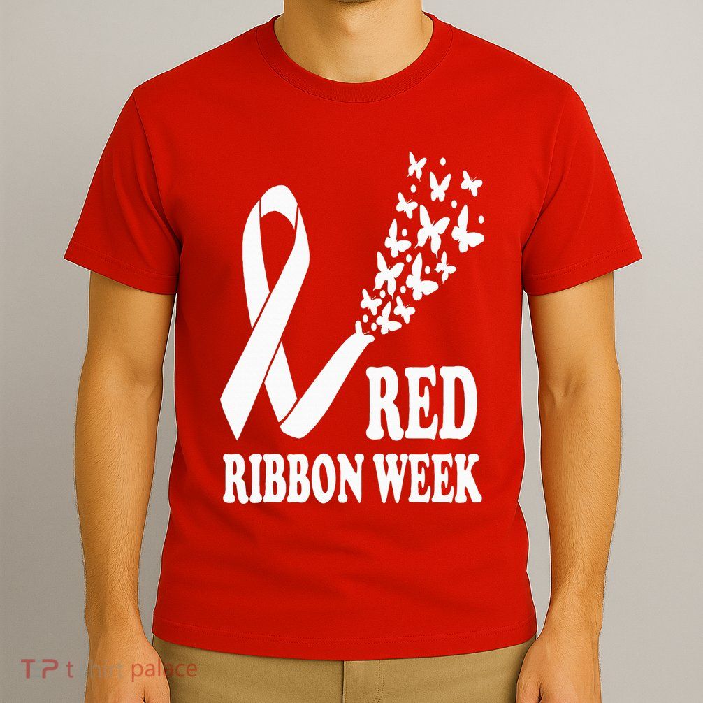 We Wear Red Ribbon Week Drug free Red Ribbon Week Awareness T-Shirt