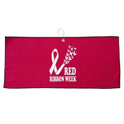 We Wear Red Ribbon Week Drug free Red Ribbon Week Awareness Large Microfiber Waffle Golf Towel