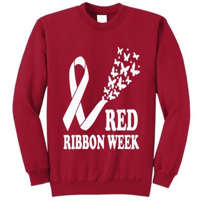 We Wear Red Ribbon Week Drug free Red Ribbon Week Awareness Tall Sweatshirt