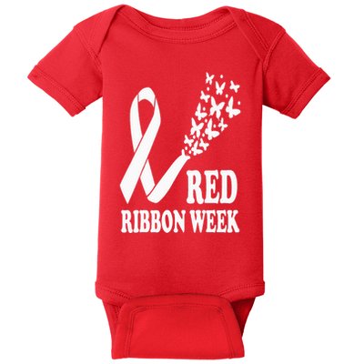 We Wear Red Ribbon Week Drug free Red Ribbon Week Awareness Baby Bodysuit