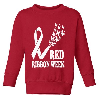 We Wear Red Ribbon Week Drug free Red Ribbon Week Awareness Toddler Sweatshirt