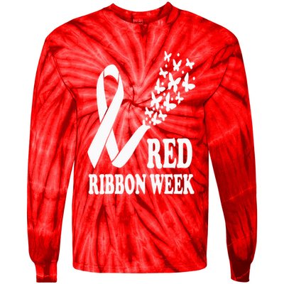 We Wear Red Ribbon Week Drug free Red Ribbon Week Awareness Tie-Dye Long Sleeve Shirt