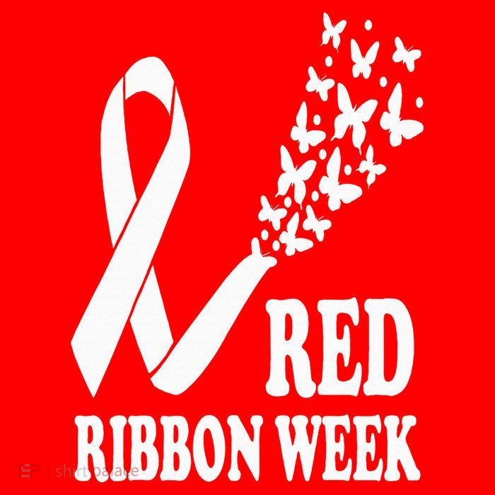 We Wear Red Ribbon Week Drug free Red Ribbon Week Awareness Womens T-Shirt