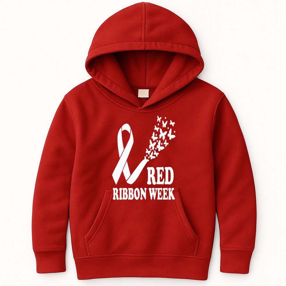 We Wear Red Ribbon Week Drug free Red Ribbon Week Awareness Kids Hoodie
