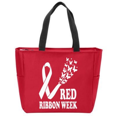 We Wear Red Ribbon Week Drug free Red Ribbon Week Awareness Zip Tote Bag