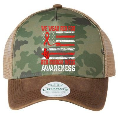 We Wear Red For Red Ribbon Week Awareness Legacy Tie Dye Trucker Hat