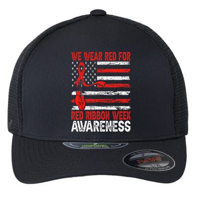 We Wear Red For Red Ribbon Week Awareness Flexfit Unipanel Trucker Cap