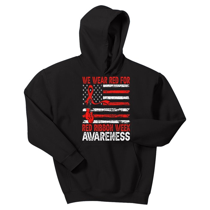 We Wear Red For Red Ribbon Week Awareness Kids Hoodie