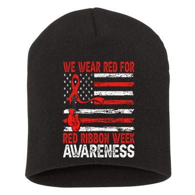 We Wear Red For Red Ribbon Week Awareness Short Acrylic Beanie