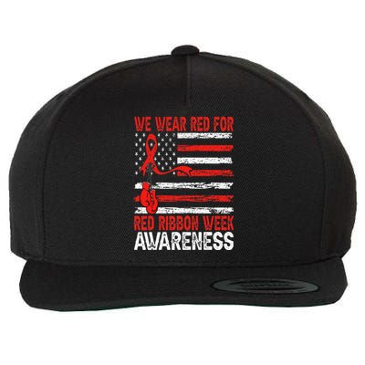 We Wear Red For Red Ribbon Week Awareness Wool Snapback Cap