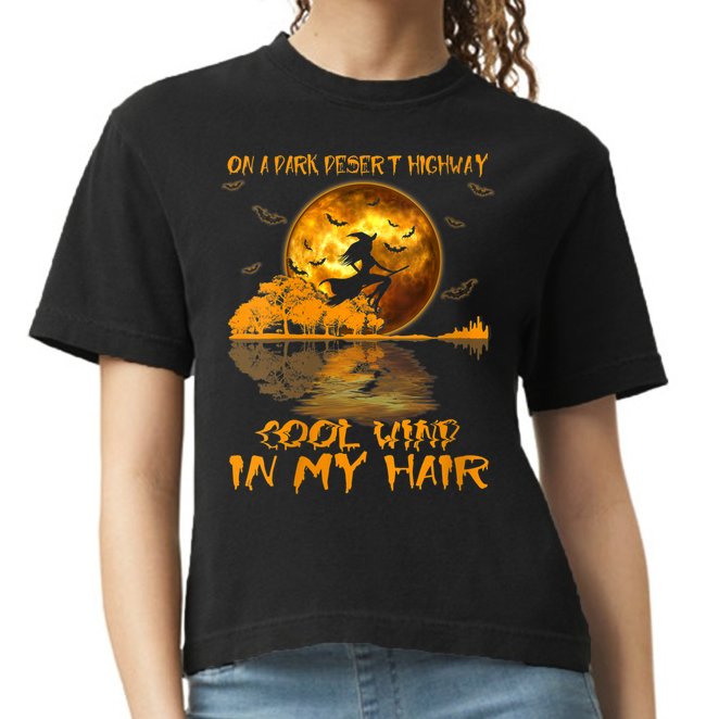 Women Witch Riding Brooms On A Dark Desert Highways Halloween Comfort Colors Boxy T-Shirt