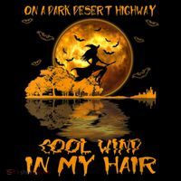 Women Witch Riding Brooms On A Dark Desert Highways Halloween Tall T-Shirt
