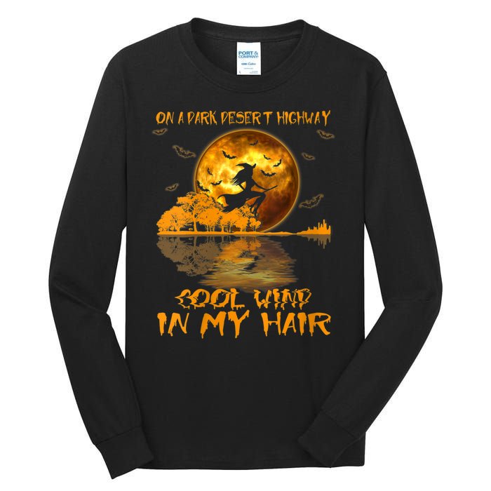 Women Witch Riding Brooms On A Dark Desert Highways Halloween Tall Long Sleeve T-Shirt