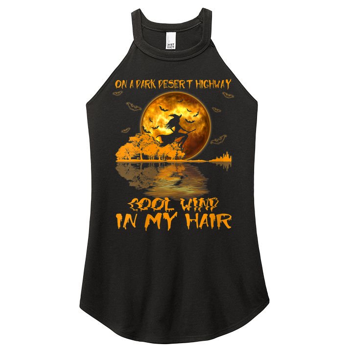 Women Witch Riding Brooms On A Dark Desert Highways Halloween Women's Perfect Tri Rocker Tank