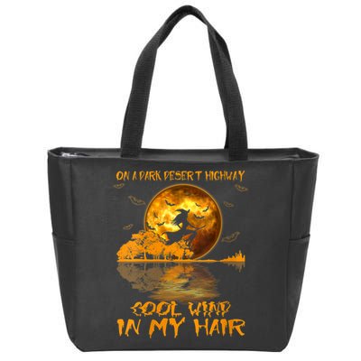 Women Witch Riding Brooms On A Dark Desert Highways Halloween Zip Tote Bag