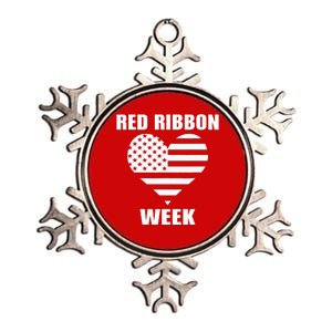 We Wear red For Red Ribbon Week Awareness American Flag Metallic Star Ornament