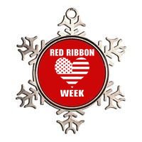 We Wear red For Red Ribbon Week Awareness American Flag Metallic Star Ornament