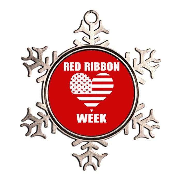 We Wear red For Red Ribbon Week Awareness American Flag Metallic Star Ornament