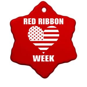 We Wear red For Red Ribbon Week Awareness American Flag Ceramic Star Ornament