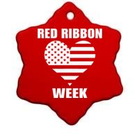 We Wear red For Red Ribbon Week Awareness American Flag Ceramic Star Ornament