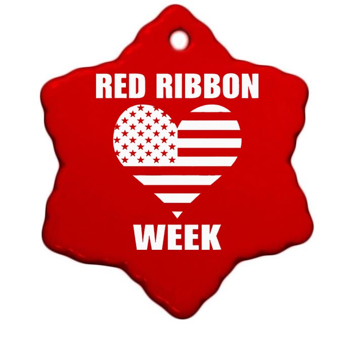 We Wear red For Red Ribbon Week Awareness American Flag Ceramic Star Ornament