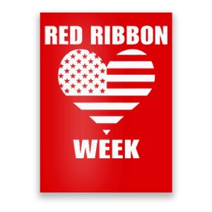 We Wear red For Red Ribbon Week Awareness American Flag Poster