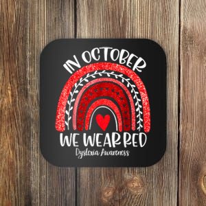 We Wear Red Dyslexia Awareness Month Dyslexia Boho Rainbow Coaster