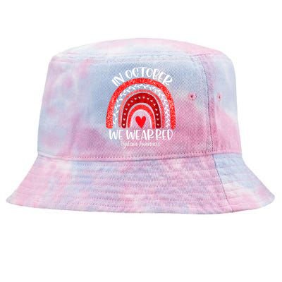 We Wear Red Dyslexia Awareness Month Dyslexia Boho Rainbow Tie-Dyed Bucket Hat