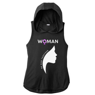 Woman We Rise Together, Gender Equality, Women's Rights Ladies PosiCharge Tri-Blend Wicking Draft Hoodie Tank