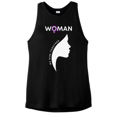 Woman We Rise Together, Gender Equality, Women's Rights Ladies PosiCharge Tri-Blend Wicking Tank