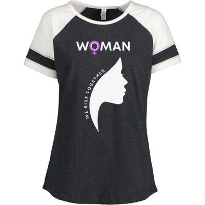 Woman We Rise Together, Gender Equality, Women's Rights Enza Ladies Jersey Colorblock Tee