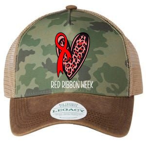 We Wear Red For Red Ribbon Week Awareness Leopard Legacy Tie Dye Trucker Hat