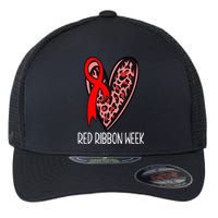 We Wear Red For Red Ribbon Week Awareness Leopard Flexfit Unipanel Trucker Cap