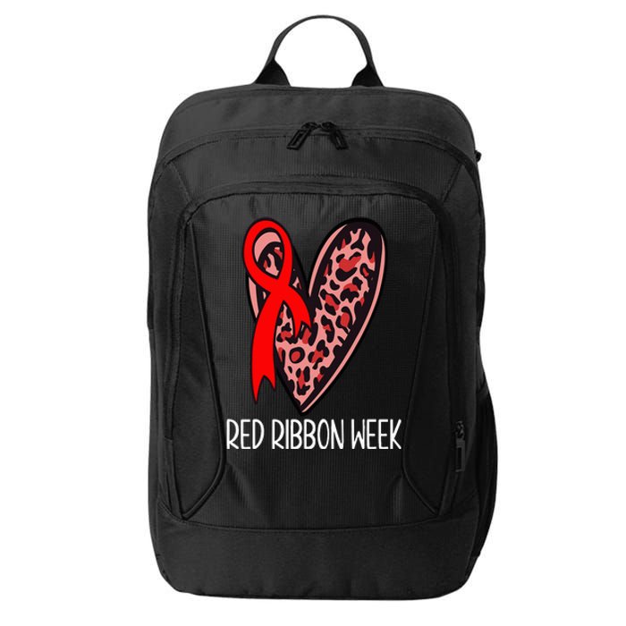 We Wear Red For Red Ribbon Week Awareness Leopard City Backpack