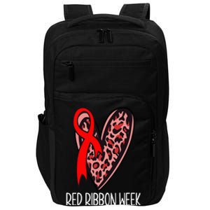 We Wear Red For Red Ribbon Week Awareness Leopard Impact Tech Backpack