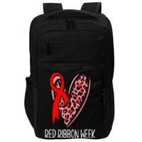 We Wear Red For Red Ribbon Week Awareness Leopard Impact Tech Backpack